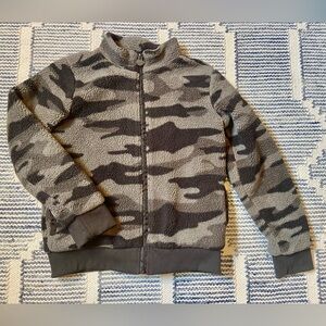 Appaman Woodlands Size 14 Camo Heavy Plush Fleece Zip Front Bomber Jacket
